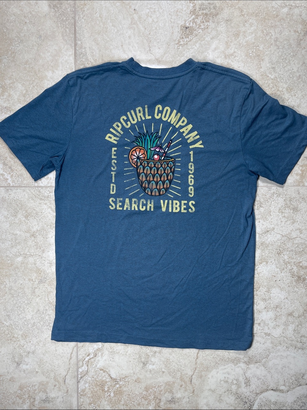 Rip Curl Small Blue 'Search Vibes' Graphic Short Sleeve Tee